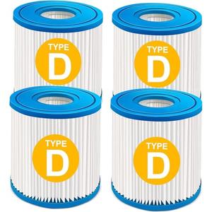 KGC Type D Pool Filter Cartridge Compatible with Summer Waves, Above Ground Swimming Pool Pump Filter Cartridge Replacement (4 Pack)