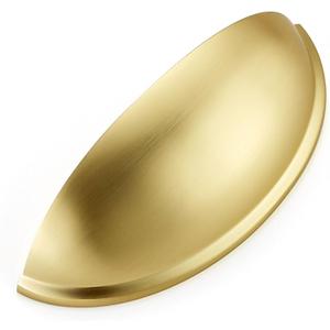 Ravinte 10 Pack 3" Drawer Pulls Brushed Brass Cabinet Cup Pulls Kitchen Hardware Cabinet Handles Drawer Handles Knobs 3 inch Hole Center