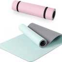 Woanger 2 Pack Yoga Mats (72x24) 3/8 Inch Thick Exercise Yoga Mat for Home Workout with Strap Non Slip Pilates Gym Supplies for Women Men(Pink, Green,Tape)