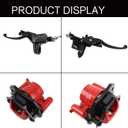 Red Rear Hydraulic Disc Brake System,ATV Quad Left Rear Hand Brake Assembly with caliper&brake pads for Chinese Quad 4 Wheeler Buggy 50cc 70cc 90cc 110cc 125cc 150cc Taotao Kazuma Coolster ATV parts