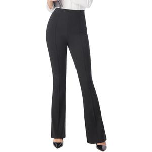 AFITNE Women's Dress Pants High Rise Flare Pants Pull On Stretchy Work Pants Business Office Casual Slacks with Pockets (Black, M)