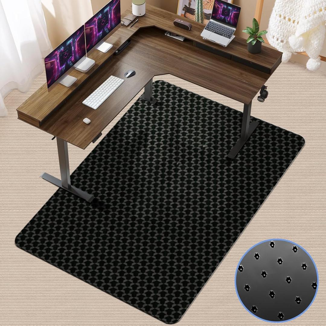 Vicwe Office Chair Mat for Carpet, 63" x 51"Anti-Slip Waterproof Floor Protector Desk Chair Mat for Rolling Chairs, Heavy Duty Chair Mat with Studs,Easy Glide Floor Mat for Home,Gaming (Black)