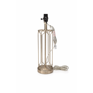 Modern Metal Cage Table Lamp Base, Brushed Nickel Finish, Standard E26 Socket, Clear Cord