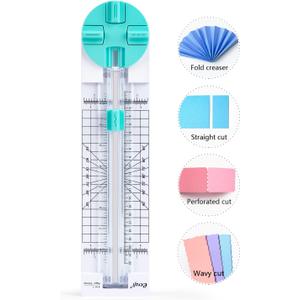 Paper Trimmer Craft Paper Cutter: 4 Style Multi-Function Scrapbooking Tool with Dial Blades of Straight,Wave,Dotted,Perforated,Creasing for Cutting Paper,Coupons,Photos,Postcards,Scrapbook,Card (Green)
