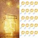 MUMUXI 20 Pack 3.3ft Fairy Lights Battery Operated String Lights, Mini LEDs Powered, Waterproof Indoor Silver Wire Firefly Mason Jars, Warm White for Home Decor, Parties, and Weddings (Silver Wire Warm White)