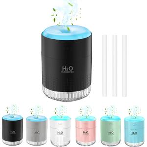 Rechargeable Mini Humidifier with 7 Color Light, Small Personal Desktop Humidifier for Baby Bedroom, Office, Nursery, Travel with Auto Shut-Off, Super Quiet (Black)
