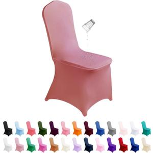 SUPERO Dusty Pink Chair Cover, 25PCS Stretch Waterproof Polyester, Universal Fit Protector for Party, Banquet, Wedding Event, Hotel, Indoor/Outdoor