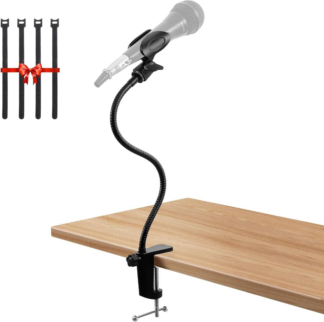 Podium Microphone Holder & Mic Holder -13.78" Flexible Gooseneck Desktop Mic Stands Holder for Lectern Podium Podcast Meetings Lectures Pulpit Streaming Gaming Studio