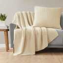 INK+IVY Bree Knit Throw Pillow Cover Ultra Soft, 26 x 26, 2 Piece, Ivory