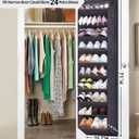 SLEEPING LAMB Over The Door Shoe Organizer for Closet with Large Deep Pockets, Narrow Shoe Rack for Door Hanging Boots Storage, Black
