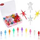 104 PCS Ceramic Christmas Tree Lights Replacement Bulbs, 10 Colors Vintage Ceramic Christmas Tree Lights & Bulbs - Light Bright Pegs with Angel and Star Toppers