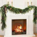 2 PCS Norfolk Pine Garland Christmas Garland, 6FT Cedar Garlands Real Touch Artificial Greenery Garlands Christmas Decorations for Mantle, Table, Wall, Indoor, Outdoor, Holiday