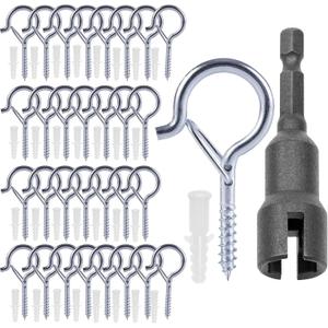 30 Pack String Light Hooks Outdoor Silver,2.2In Screw-in Hooks for String Lights,Q Hanger Hooks for Decoration Hanging