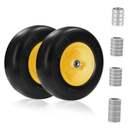 2PC 13x5.006 flat free tire and wheel, Universal 3/4" Bearings & Extra 5/8" Bearings, lawn mower tires, 350lbs Load Capacity, front tires for zero turn mowers Adjustable Center Hub (3.2" to 5.1").