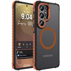 DEERLAMN Strong Magnetic Case for Samsung Galaxy S26 Ultra 6.9-Inch,[Compatible with Magsafe][Military Grade Drop Protection] Translucent Matte Shockproof Protective Phone Cover, Frosted Orange