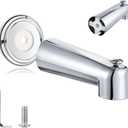 Enhon 7'' Slip on Tub Spout with Diverter Compatible with Moen 3839/Moen 3853 Bathtub Diverter Spout Fits 1/2" Copper Water Tube(5/8" Diameter) 5/32" Hex Wrench(Cover Ring,Polished Chrome,1 Pack)