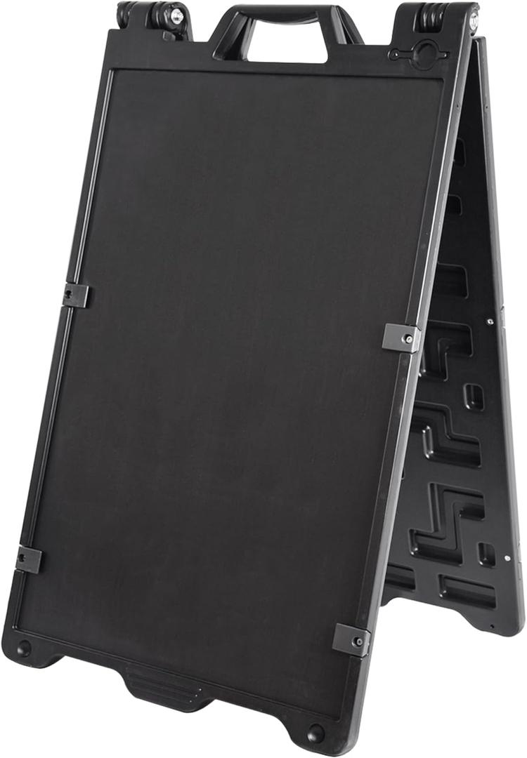 OrangeStar A-Frame Sidewalk Sign 24 x 36 Inch Folding Double Sided Sandwich Board Plastic Outdoor Advertising Signboard for Restaurant, Business, Events, Black (Frame only)