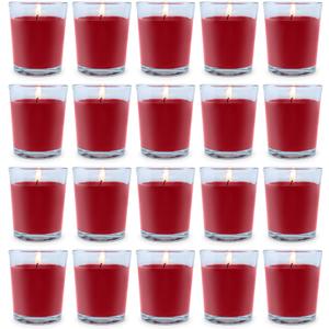 20 Packs Red Votive Candles with Clear Glass Holder, 1.8 Oz Unscented Soy Wax Candle for Home Decoration