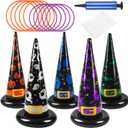 Halloween Ring Toss Games, 17PCS Inflatable Witch Hats Ring Toss Set with Plastic Rings Air Pump for Party Games Super Fun Halloween Games Activities for Kids Adults Indoor Outdoor