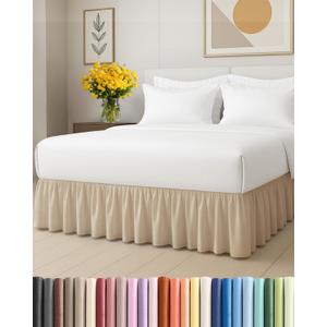 Bedskirt King Size Ruffle - 15 inch Drop Dust Ruffle Bed Skirt with Platform - Ultra-Soft, Easy Fit, Premium Hotel Quality - Wrinkle, Fade & Shrink Resistant - for Women, Men, Kids and Teens - Cream