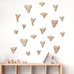 RattanView 20 Pcs Wooden Shark Teeth Nursery Wall Decor Shark Tooth Wall Art Baby Room Nursery Decor Megalodon Beach House Decoration for Boys Kids Room Bathroom Bedroom Lover Gift
