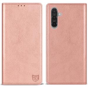 ZZXX for Samsung Galaxy A26 Wallet Case with [RFID Blocking] Card Slot Stand Strong Magnetic Leather Flip Fold Protective Phone Case for Samsung Galaxy A26 Case Wallet(Rose Gold-6.7 inch)
