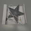 8.5" Lighted Silver Glitter Star Cut Out Design Christmas Tree Topper - Clear Lights, White Wire