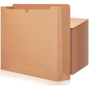 Zhehao 100 Pcs File Jackets Reinforced Straight Cut Tab Pocket Folders 2 Inch Expandable File Folder Expanding Paper Organizer with Tabs Expansion Pocket, Letter Size(Kraft Paper Color,Classic Style) (Count Undetermined)