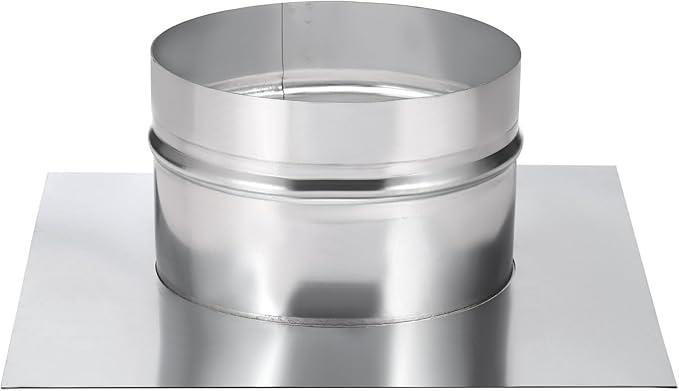 PATIKIL 6" Duct Connector Flange, Galvanized Air Ducting Mounting Plate Dryer Vent Chimney Top Plate Square to Round for Heating Cooling Ventilation HVAC Exhaust Fan Vent Systems, 10"x10"