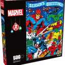 Buffalo Games Marvel - Season's Greeting from The Avengers - 500 Piece Christmas Jigsaw Puzzle - Festive Holiday Puzzles for Adults Precision-Cut Pieces, Winter Artwork