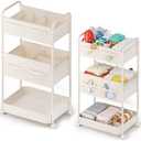 Baby Diaper Caddy, Premium Metal& Felt Movable Cart with Dividers for Newborn Nursery Essentials, Large Capacity Rolling Diaper Storage Caddy Organizer for Changing Table &Crib, Easy Assembly- Beige