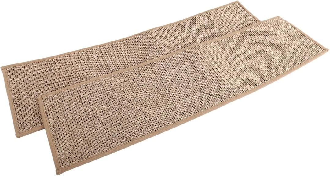 FABULETTA Linen Staircase Mat 76x20cm with Non-Slip Rubber Backing, Quick-Drying and Machine Washable Step Floor Cover for Indoor Home Safety and Comfort(Brown)