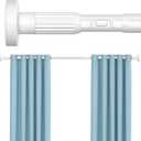 White Tension Curtain Rods 41-146 In Extra Long Outdoor Patio Curtain Rods No Drilling Adjustable Heavy Duty Tension Rods for Windows Bathroom Living Room Curtains, Rod Diameter 1.26In