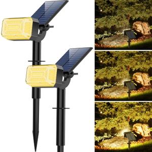 WENATY 102 LED Solar Spot Lights Outdoor Waterproof IP65, Adjustable Landscape Spotlights, [2 Pack/ 4 Modes] Auto On/ Off Solar Powered Flood Lights for Outside Yard Garden Wall Pathway (Cool White)