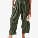 TARSE Womens Linen Wide Leg Pants Casual Loose Drawstring Summer Beach Travel Vacation Palazzo Harem Pants with Pockets, Size -XL