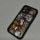 KANGHAR Case for iPhone 16 Plus Case, Cute Mushroom Art Design Soft TPU Shockproof Protective for Women Girls Slim Phone Cover-Black