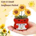 Crochet Sunflower with Love Quote, Handmade Cute Plant Gift for Girlfriend Boyfriend, Romantic Anniversary Present for Wife Husband, Valentine's Day Decoration, Couple Desk Decor