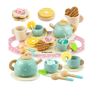 Wooden Tea Set for Little Girls Play Food Pretend Play Kitchen Accessories for 3 4 5 Years Old Girls and Boys Toddler Princess Tea Time Party Food Toys