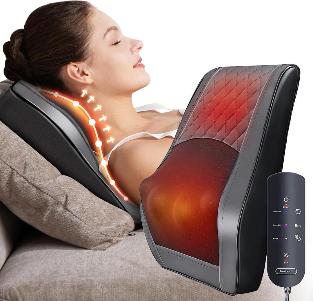 Shiatsu Back and Neck Massager, Back Massager Deep Tissue Kneading Neck and Shoulder Massage with Heat, Electric Massage Pillow Mothers Fathers Day Gift Ideas from Daughter Son
