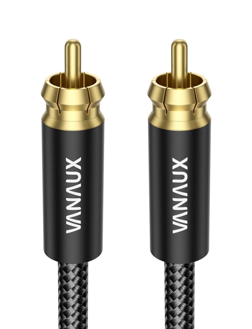 VANAUX Subwoofer Cable Digital Audio Coaxial Cable [24K Gold Plated Connectors] S/PDIF RCA to RCA Cable for Home Theater, Soundbar, Projector, Gaming Console, Amplifier, Speaker (5feet/1.5m)