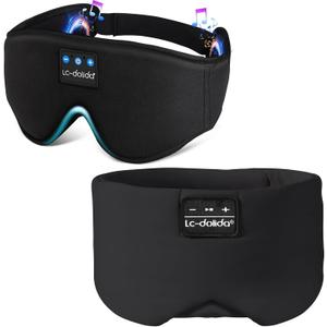 LC-dolida Sleep Headphones 3D Sleep Mask Ice Silk Sleep Mask with Bluetooth 5.4