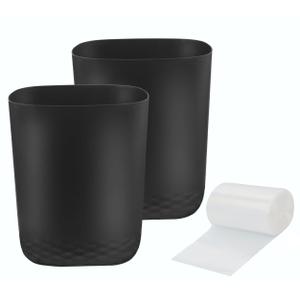 Small Trash Can with 60 Count of Trash Bags,2.5 Gallon Wastebasket Recycling Bin Trash Can for Bathroom Bedroom Office Kitchen (2, Black)