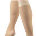 Truform Sheer Compression Stockings, 15-20 mmHg, Women's Knee High Length, Open Toe, 20 Denier, Light Beige, Large