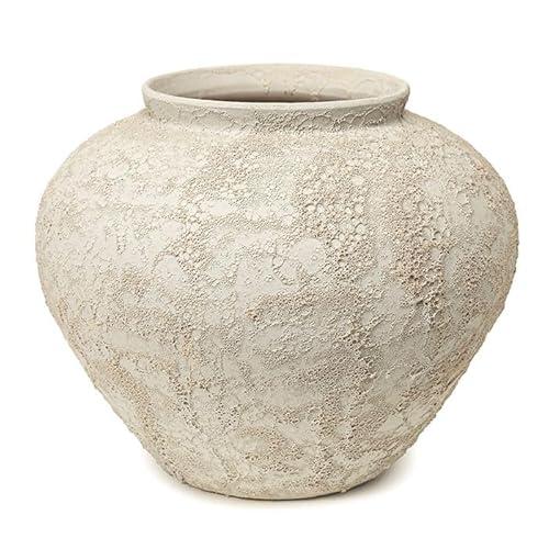 Lunar Glaze Ceramic Vase – Decorative Round Accent Piece for Tabletop & Shelf, Ideal for Floral Arrangements & Modern Farmhouse Décor, 11.5” W x 9.75” H