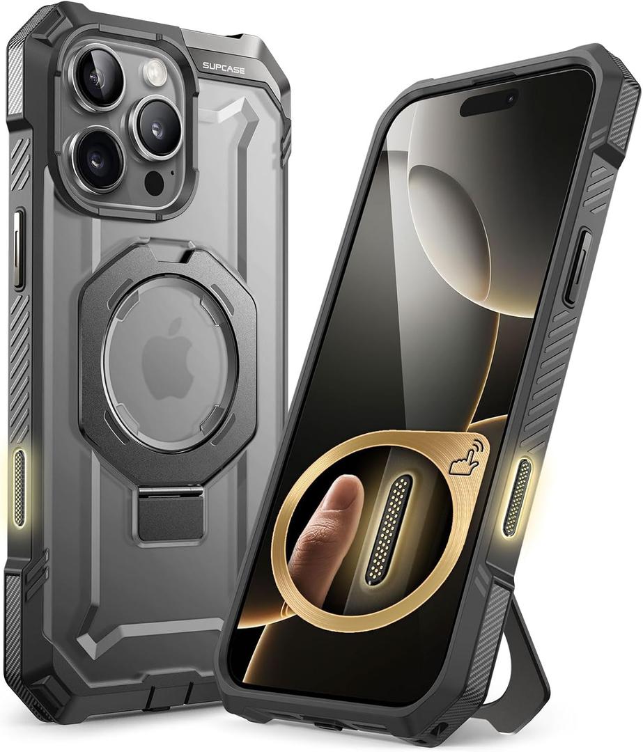 SUPCASE for iPhone 16 Pro Case with Camera Control Capture Button (Unicorn Beetle Grip), [Compatible with MagSafe] Heavy Duty Rugged Magnetic Stand Phone Case for iPhone 16 Pro 6.3'' 2024, Gray