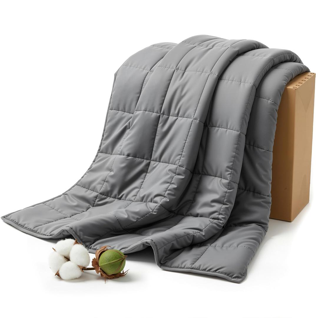 Smart Queen Weighted Blanket for Adults(41"x60",5lbs, Grey) Soft Cooling Heavy Blanket for Sleeping, Breathable Blanket with Glass Beads Perfect for 40-60 lbs,All Season,Machine Washable