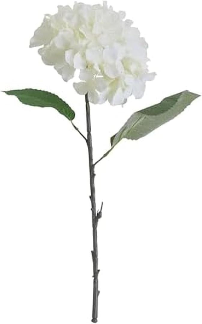 Elements Hydrangea Artificial Flower Stem, Fake Flowers for Home Decoration, Set of 6, White