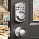 Veise Fingerprint Door Lock with 2 Knobs - Keyless Entry Door Lock with Handle, Electronic Keypad Deadbolt, Smart Front Handle Set, Auto-Locking, Waterproof, Easy Installation, Satin Nickel