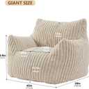 Achicsofar Giant Bean Bag Chairs for Adults Teens, Large Bean Bag Sofa Chairs with Filling Comfy Fuzzy BeanBag Chair with Armrests for Bedroom Living Room Reading