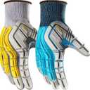 COOLJOB TPR Impact Resistant Safety Work Gloves with Sandy Nitrile Coating, 2 Pairs XLarge, Blue & Yellow